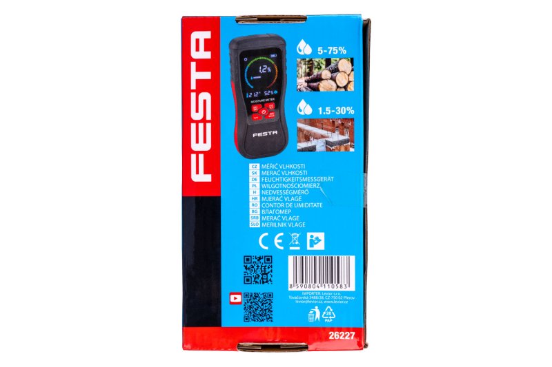 Měřič vlhkosti Festa elektromagnetický (indukční) NDT, 26227 USB-C, LCD display