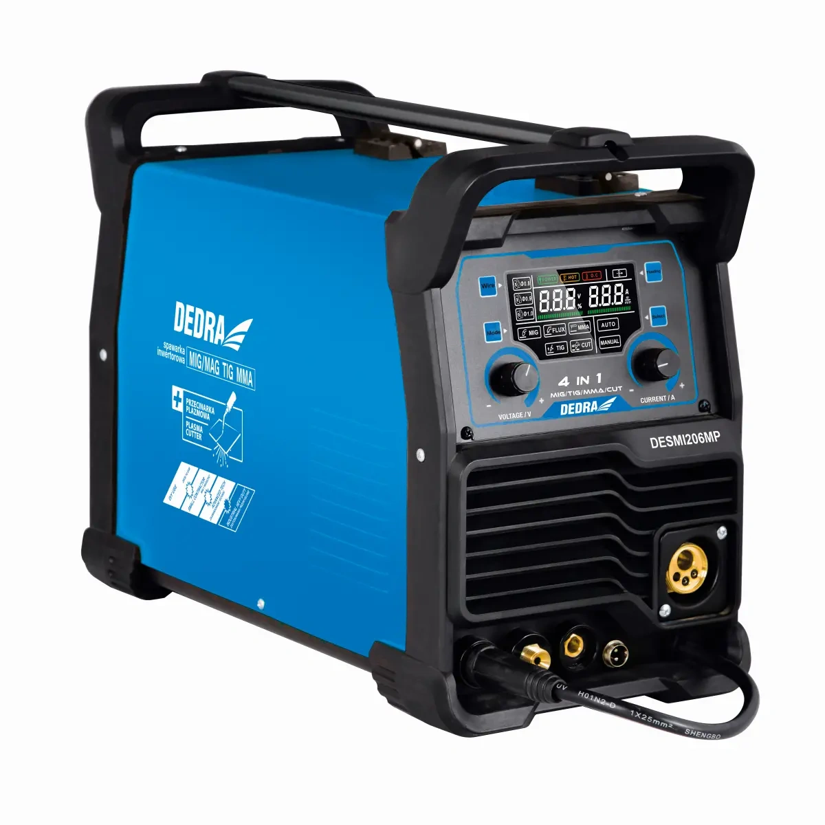 Svářečka 4v1 MIG/TIG/MMA/PLAZMA Dedra DESMI206MP, 40–200 A, 230 V