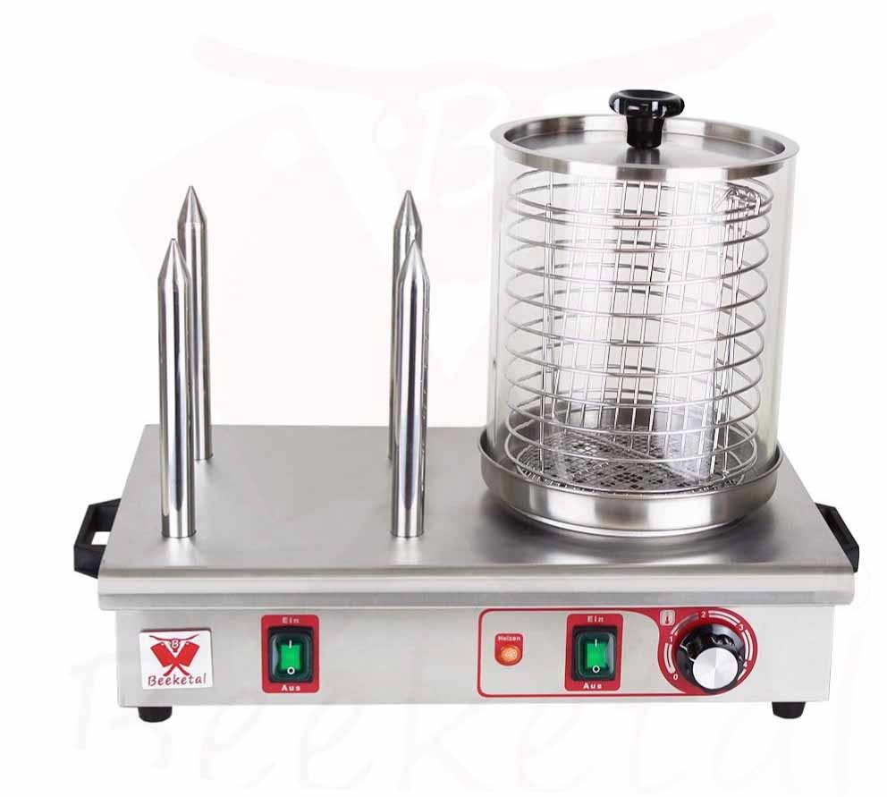 Párkovač hot dog, 600W čtyř-trnový BHG07 Beeketal, ohřívač párků v rohlíku