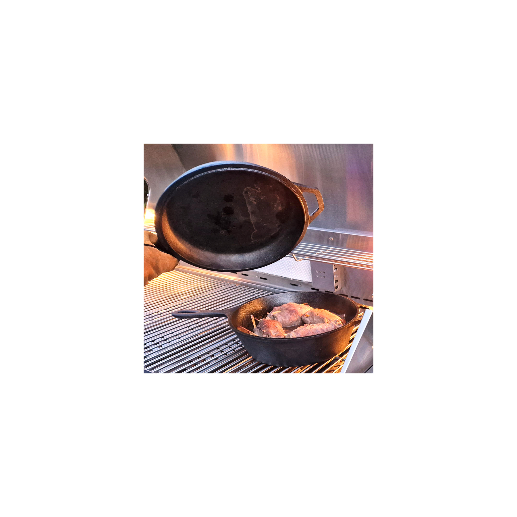 ALLGRILL litinový set 2v1 Combi 26 cm rendlík + pánev / poklička s madly, PWI 9763