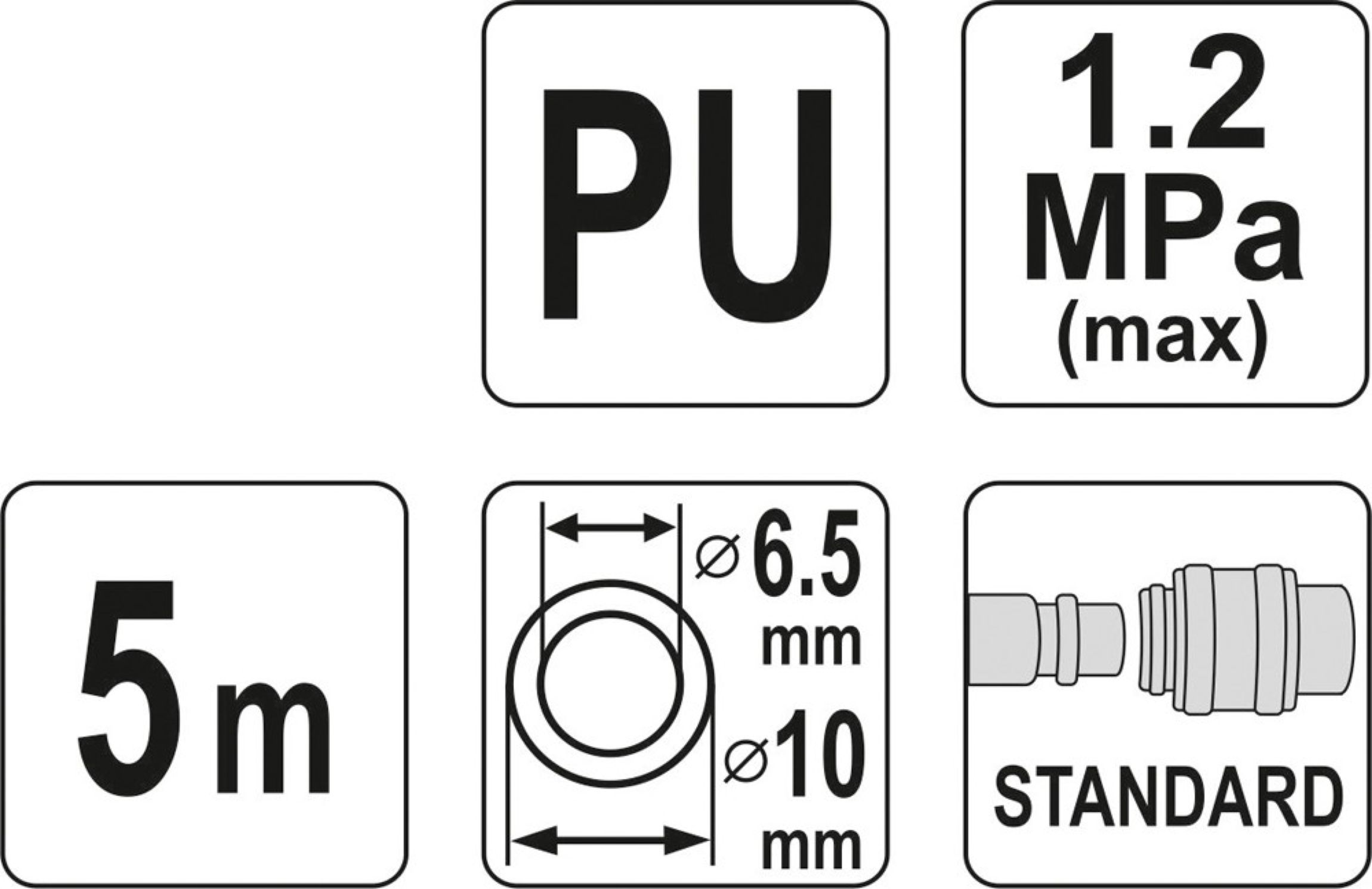 Yato Hadice vzduchová spirální PU 6,5x10mm, 5m, YT-24204