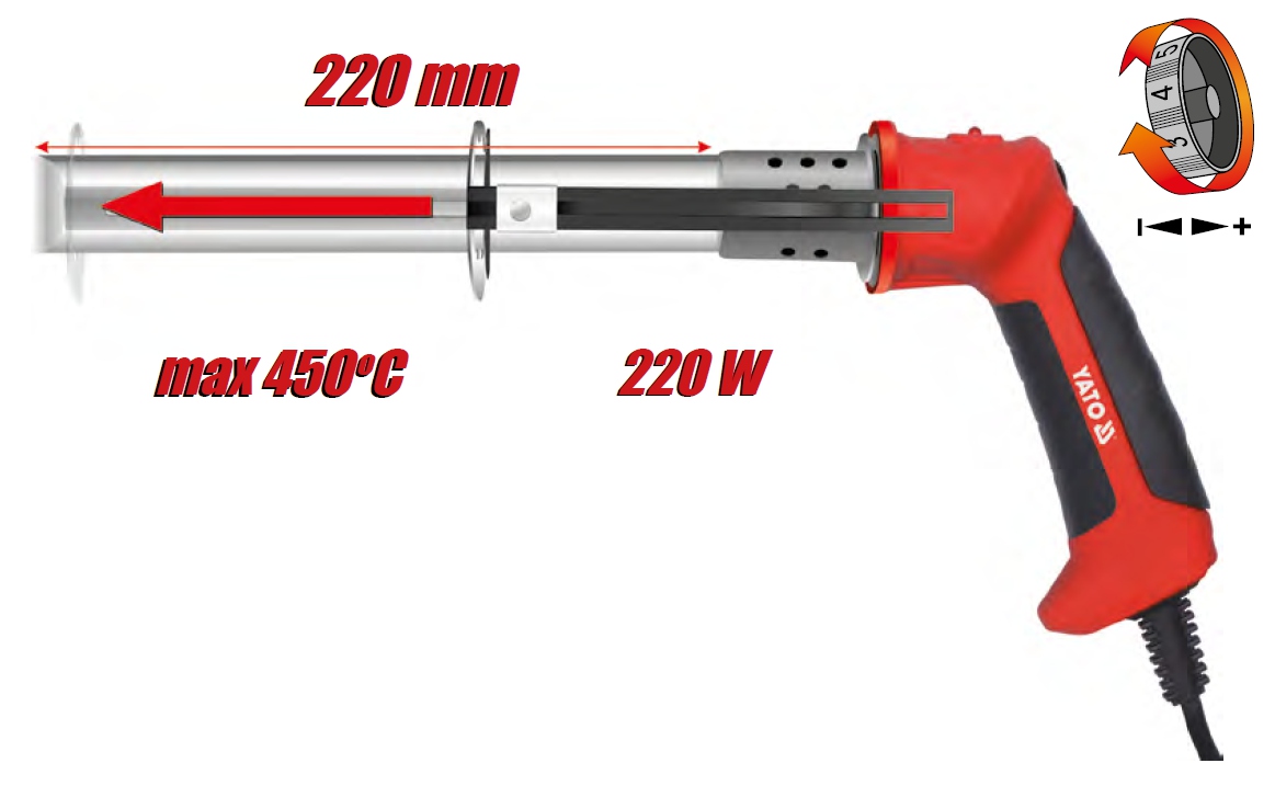 Yato Termický nůž na pěnový polystyrén 230V, 220W, 70°-450°, YT-82190