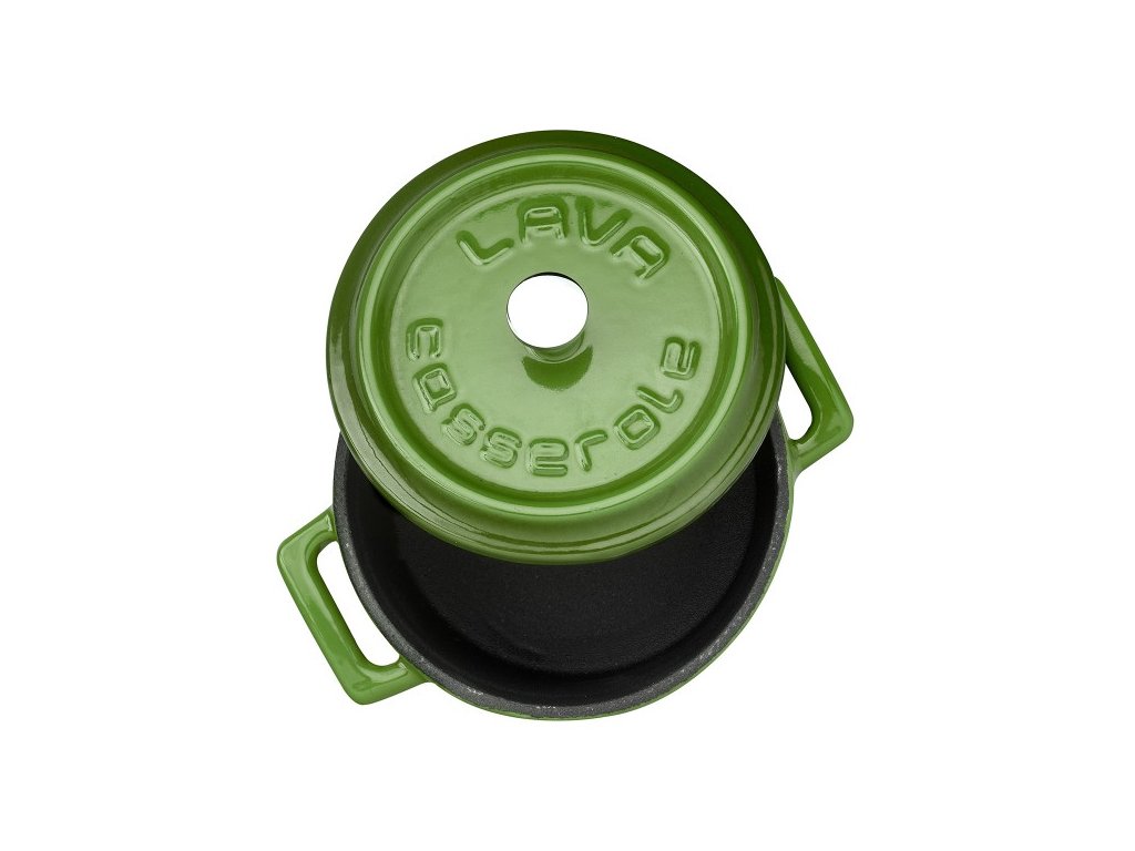 Litinový zelený hrnec 14 cm smalt, kulatý Lava Metal LVYTC14K2G