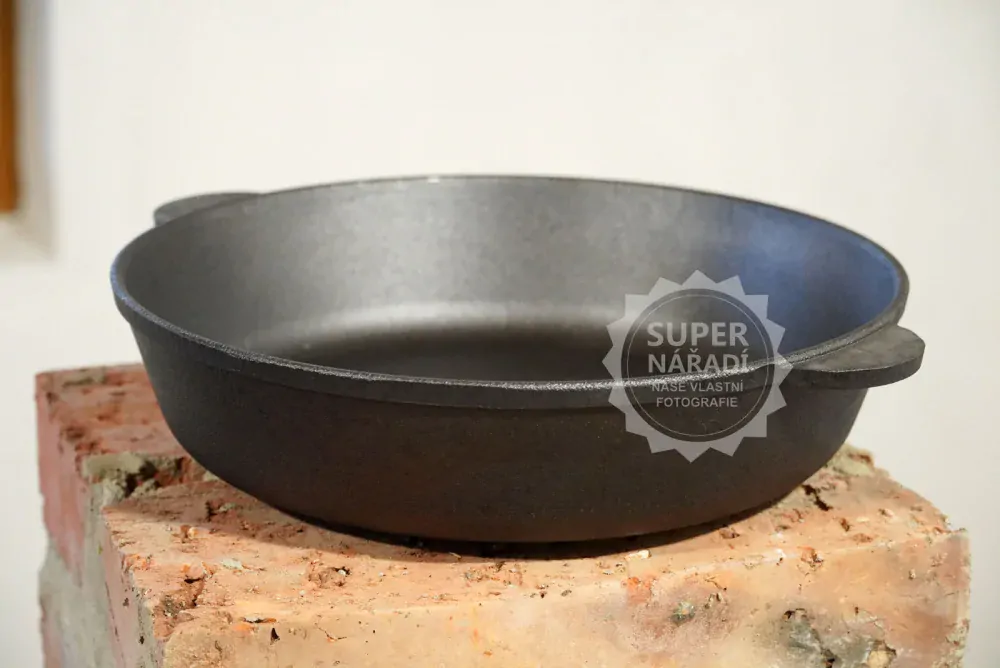 Litinová pánev 28 x 7 cm kruhová Brizoll M2860U, 2 madla, celo-litinová, monolit