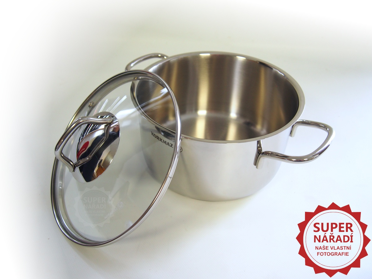 Perla Nerezový hrnec 20 cm 3,5 l + poklice Korkmaz A1655