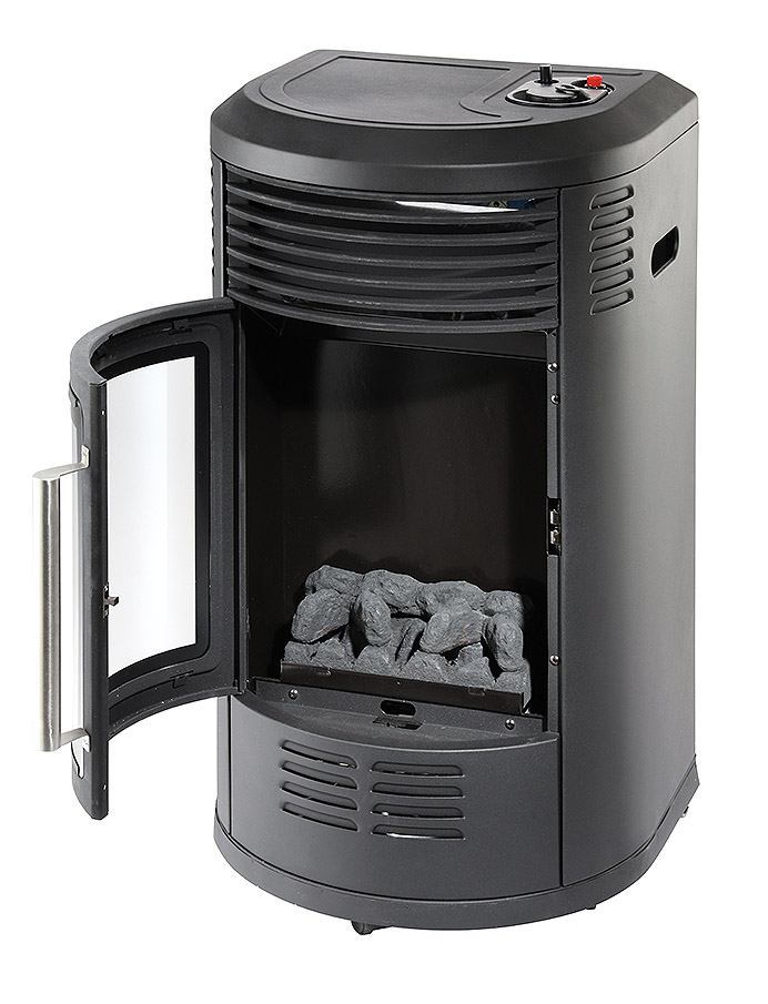Meva Plynová kamna Relax Deluxe 3,4 kW TB20001 se skleněnými dvířky, piezo