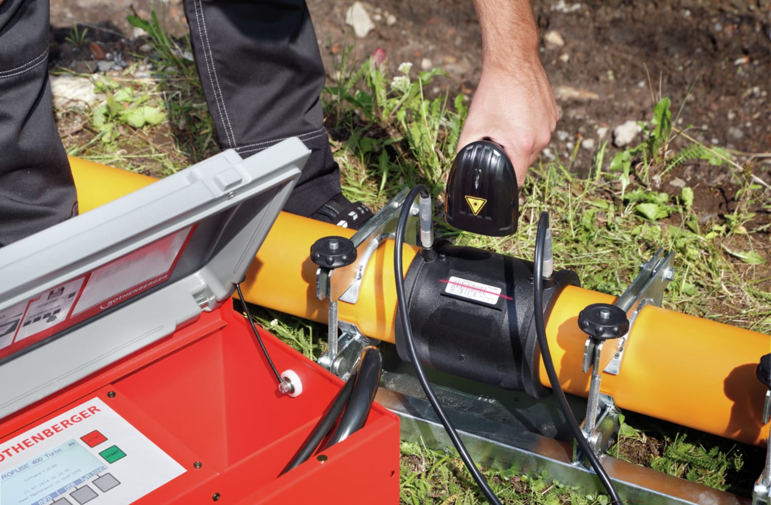 ROFUSE 400 Turbo svářečka elektrotvarovek do 400 mm 1000000999 Rothenberger + čtečka čárových kódů, na tlakovou vodu, plyn PE-PP