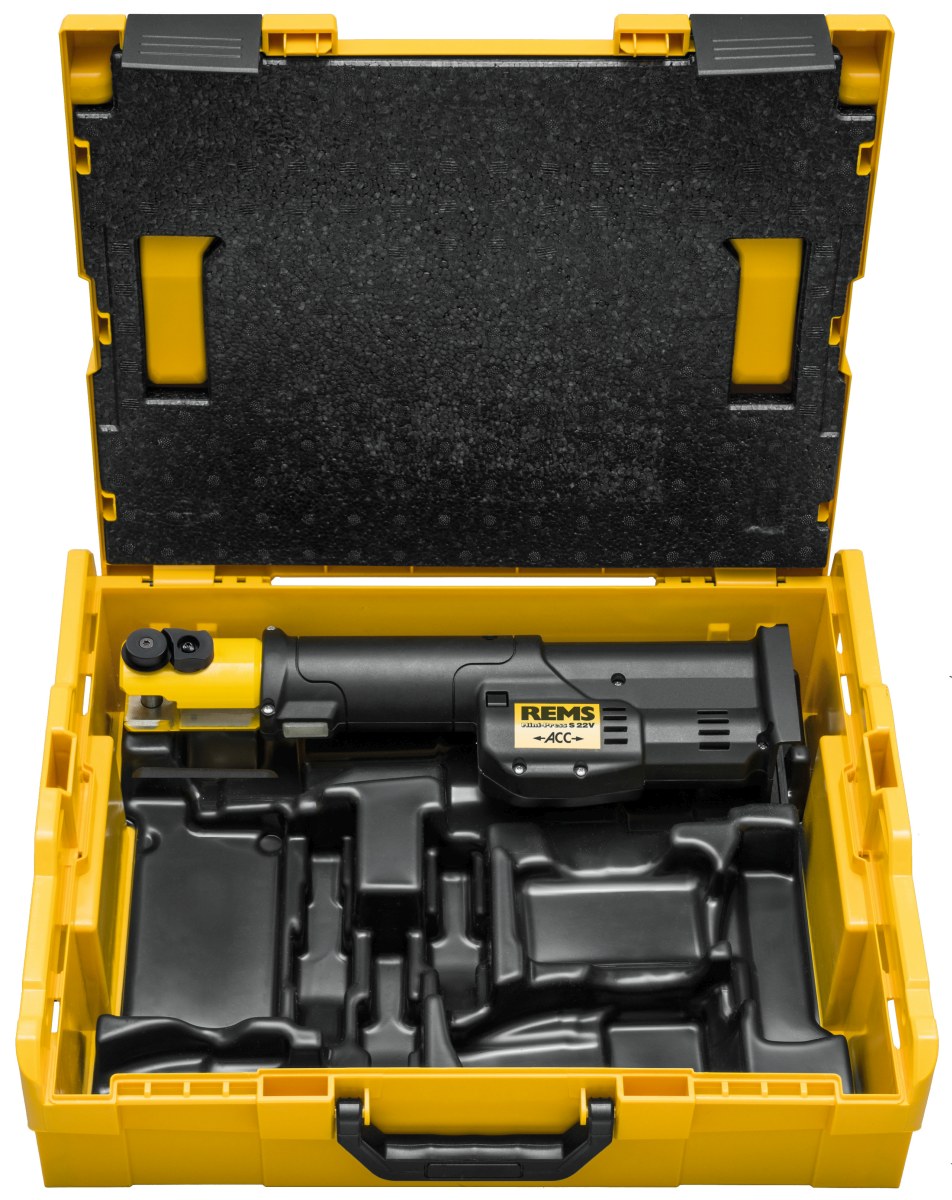 REMS Mini-Press S 22 V ACC lisovací kleště Basic Pack/P + L-Boxx 578007 R22 bez čelistí, akumulátoru, nabíječky