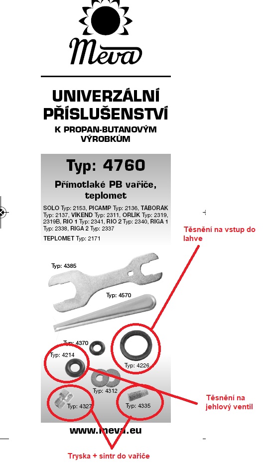 MEVA 4760 ND Balíček příslušenství pro vysokotlaké camping vařiče