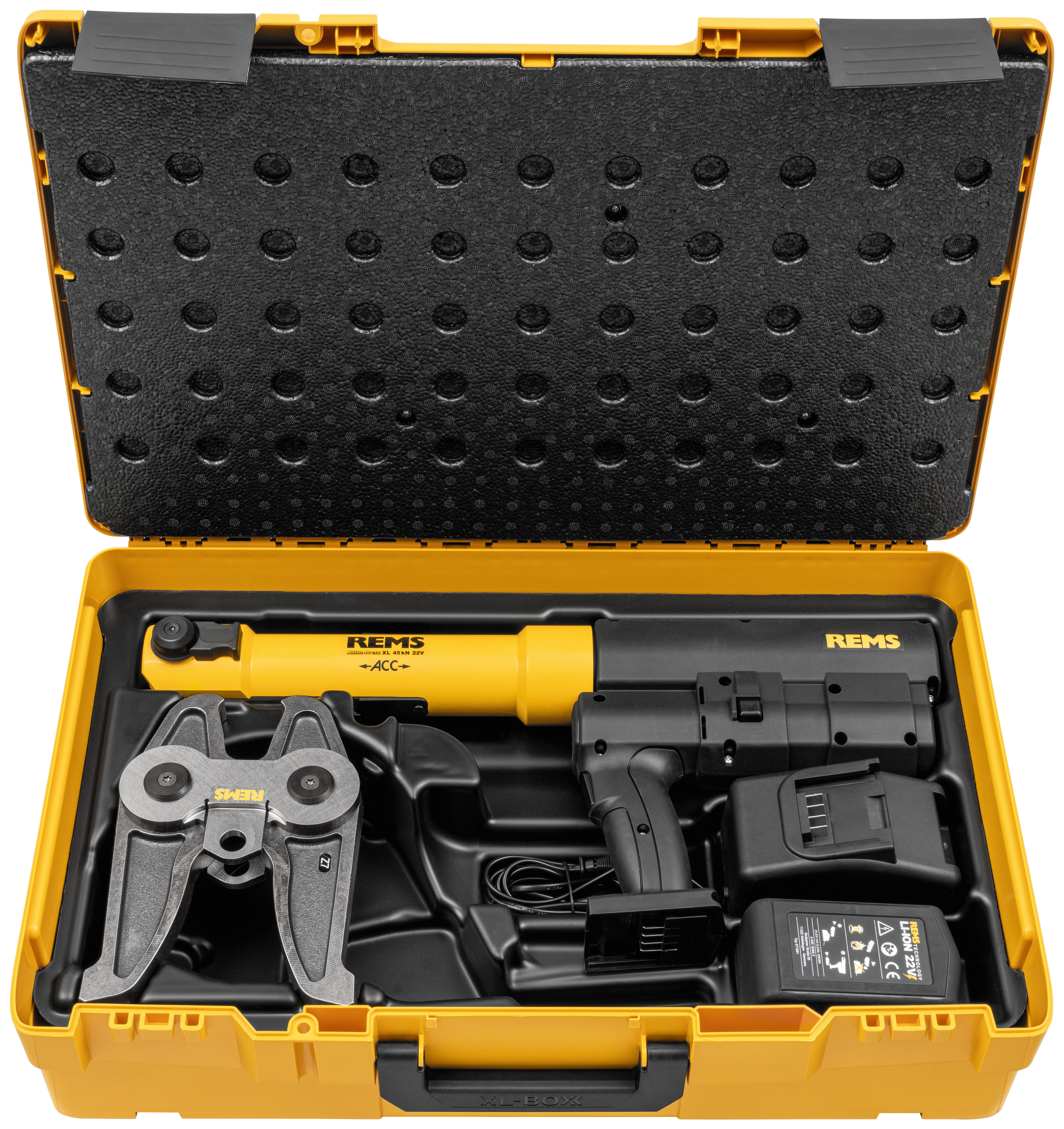 REMS Akku-Press XL Radiální Lis 45 kN 22 V ACC Basic-Pack Z7, 579014, pr. 64-108 mm