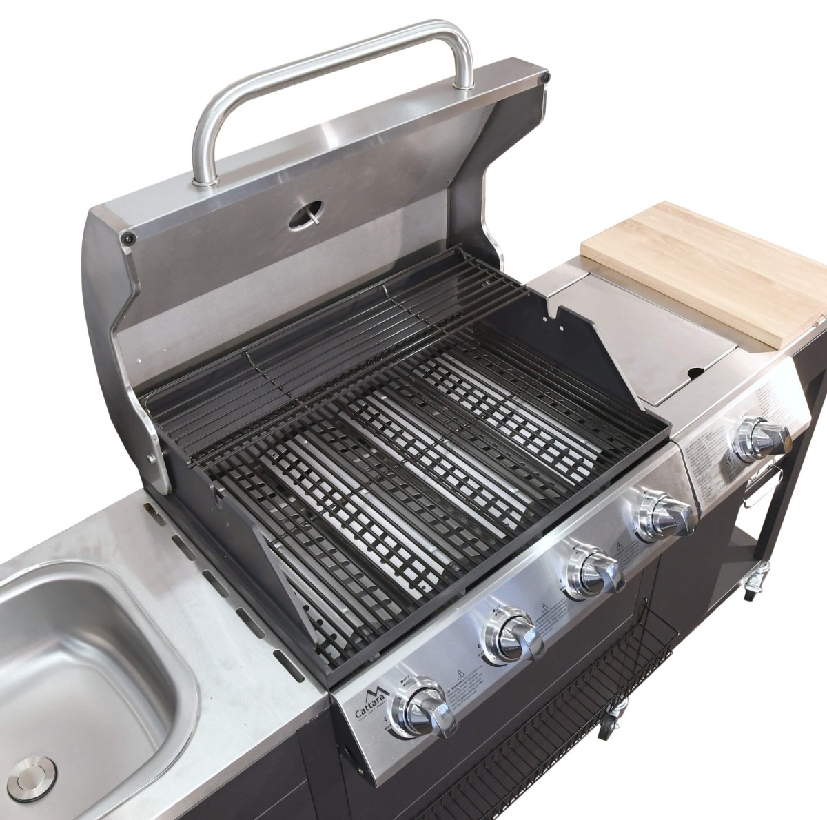 Cattara Zahradní kuchyně s plynovým grilem Vicenza 13060, 17,2 kW, 4+1 hořák, umyvadlo, stolek, gril 65x46cm