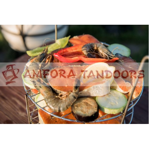 4-patrový grilovací rošt 29 cm, nerez Amfora Tandoors 000698 do keramické pece