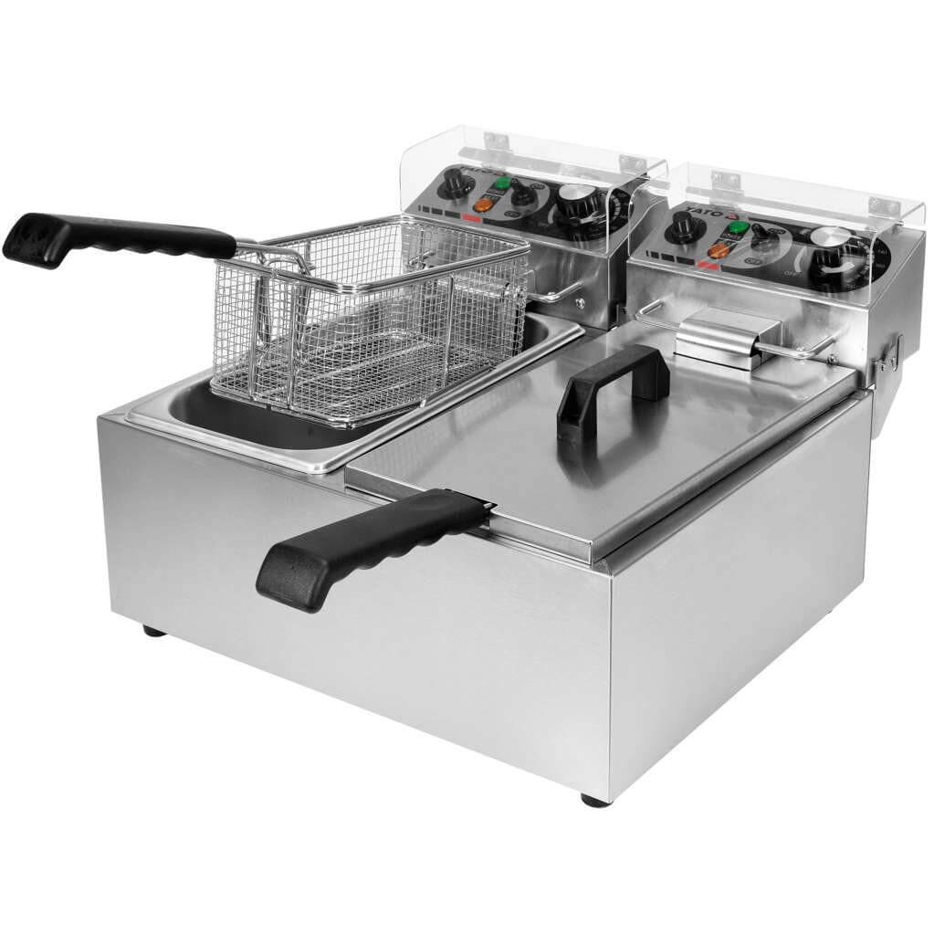 Yato Fritéza 3,5+3,5 l, 2x2 kW, 230V dvoukomorová, YG-04620 nerezová