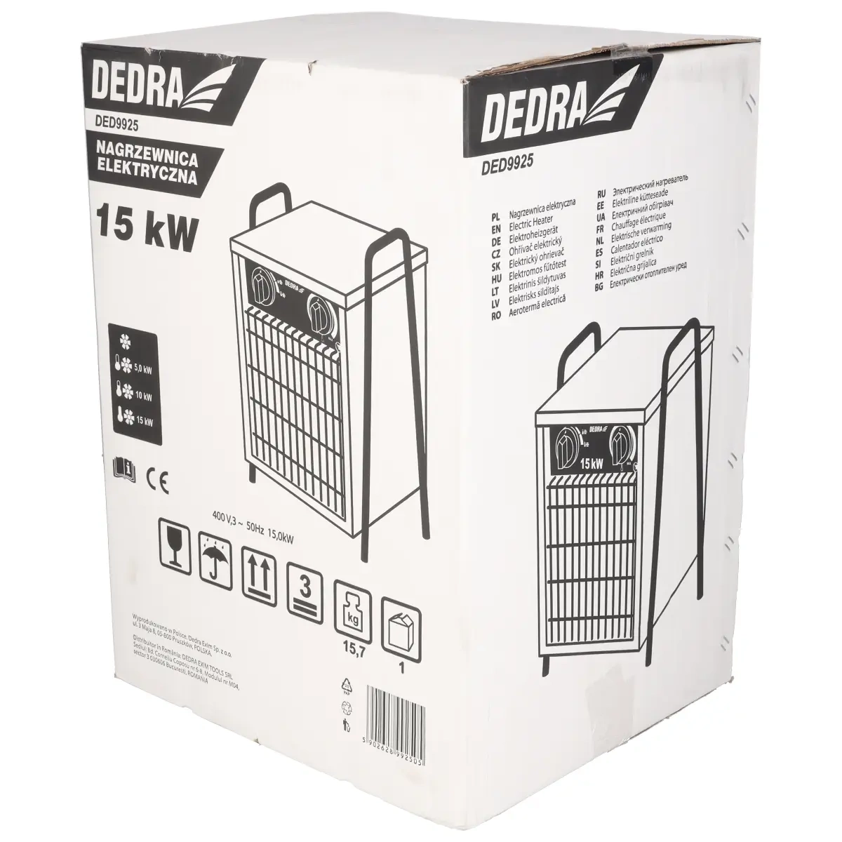 Dedra DED9925 Profesionální elektrické topidlo 15 kW na 400 V s termostatem