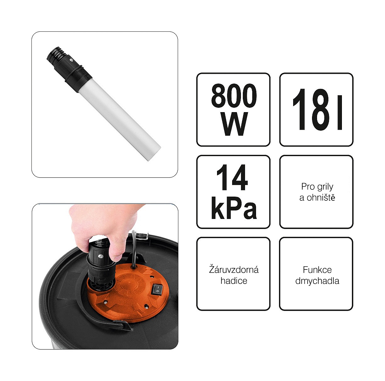 Vysavač popela elektrický 18 l, 800 W Compass 72928