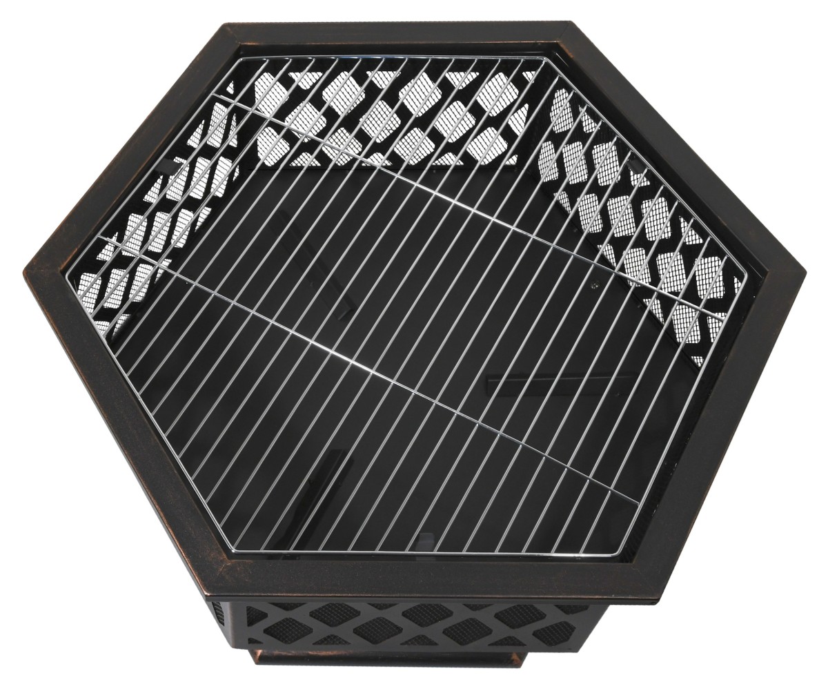 Cattara ohniště Hexagon 13008, 60x70 cm copper patina s poklopem + gril rošt, 6 úhelník