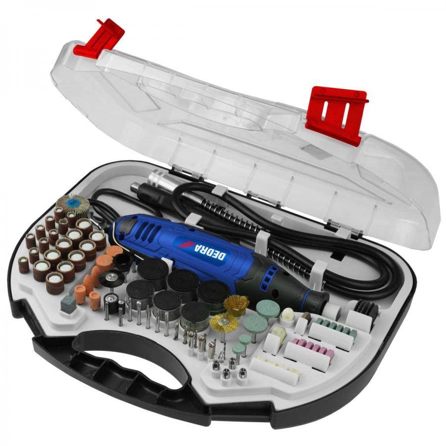 Dedra Mini přímá bruska 135W 230V multifunkční DED7944Z2 + kufr 215 ks příslušenství