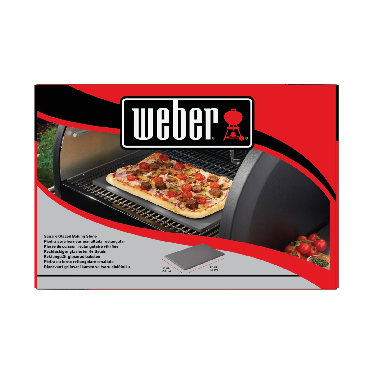 Weber Glazovaný pizza kámen 30 x 44 cm 18414, šedý, na chleba