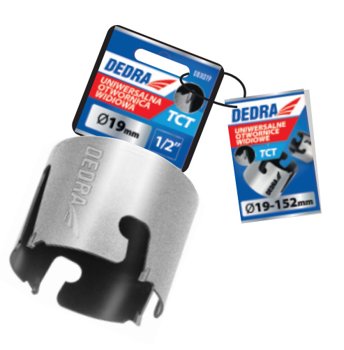 DEDRA Univerzální děrovací pila TCT 105 mm 5/8'' 08X105, L60mm děrovka, vidiová vrtací korunka