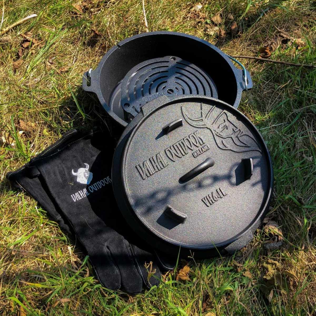 Litinový kotlík 32 cm, 6,1 l dutch oven Valhal Outdoor VH6.1L