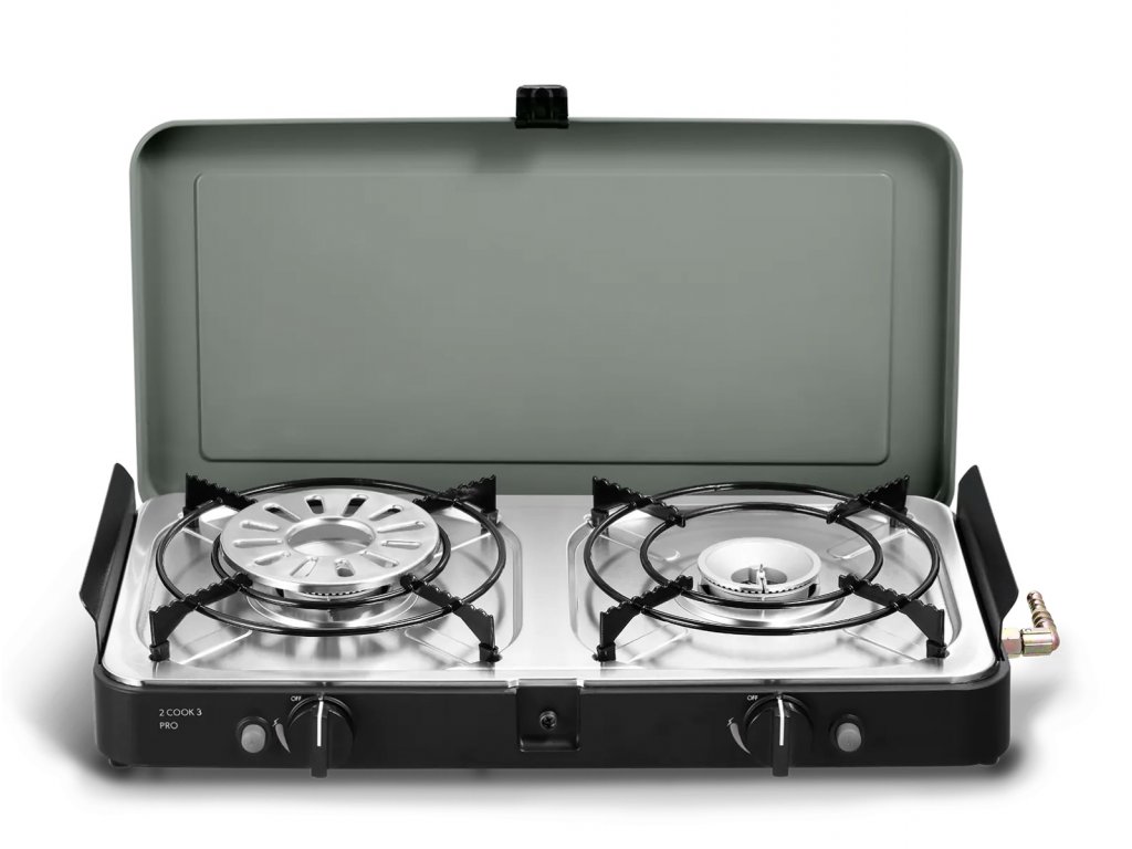 Cadac 2-Cook 3 PRO Deluxe plynový vařič s grilem, víko, piezzo 203P1-20-EU