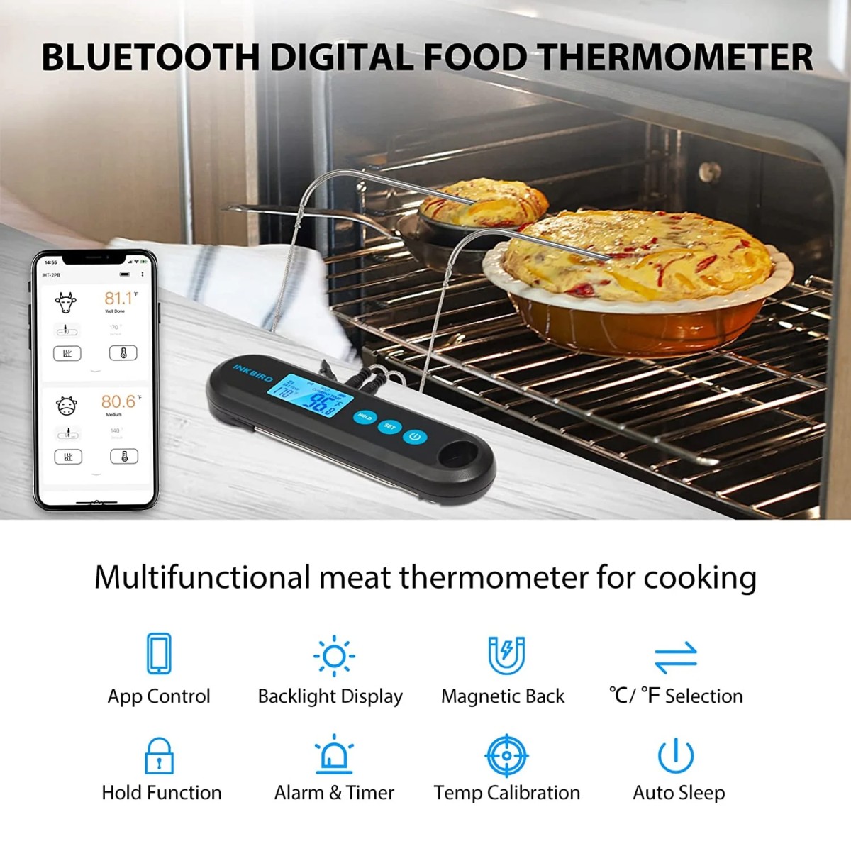 Digitální ultrarychlý kapesní teploměr + 2 sondy IHT-2PB Inkbird Bluetooth Combi