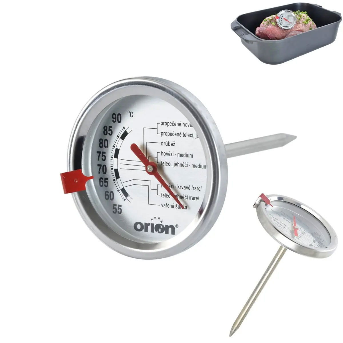Orion teploměr do masa 6,5 / 12 cm 152826 vpichovací, kuchyňský, nerez