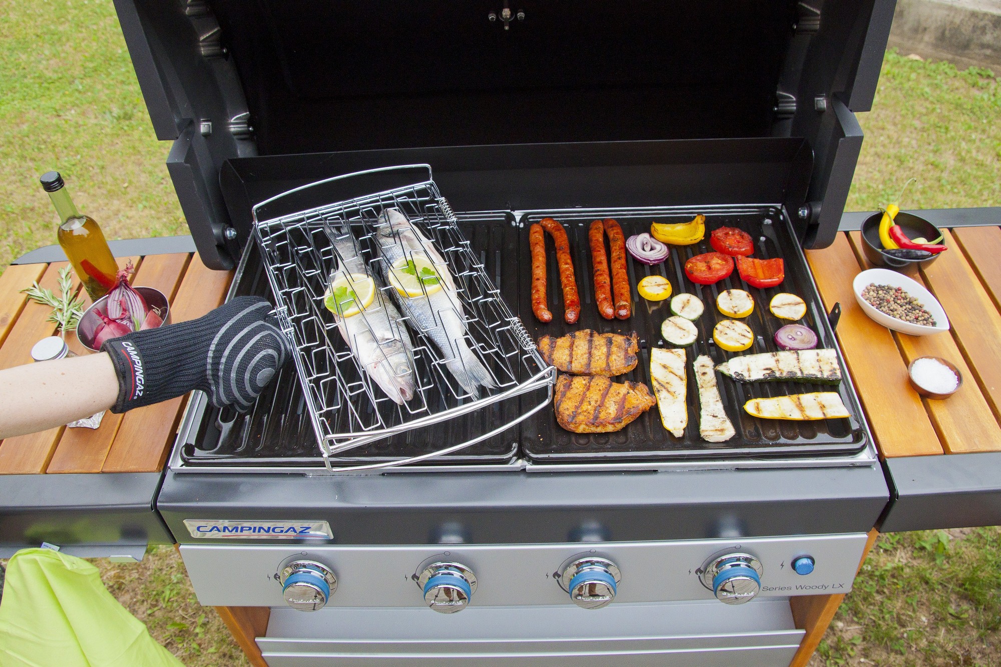 Campingaz Premium BBQ pětiprstá grilovací rukavice do 350°C, černá 2000035057