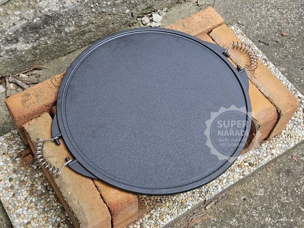 Grilovací plát 42 cm, litinový, oboustranný s chromovanými madly PWI New 11045