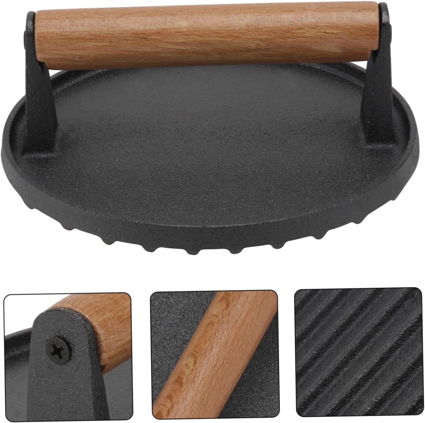 UG Grill Lis na hamburgery, 17 cm steak press DP-5953, litinový, dřevěné madlo 