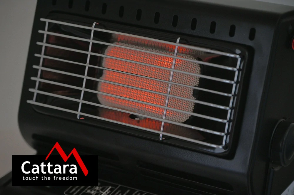 Cattara Plynové topení + vařič 1,3 Kw HEAT&COOK 13594, výklopné, na kartuše 227g