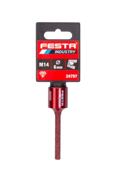 Festa korunka 6x50mm M14 brusná diamantová 24797 Industry, červená Profi