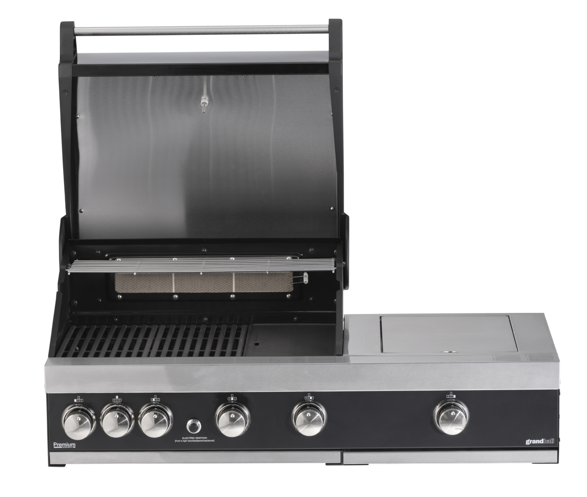 GrandHall vestavný plynový gril PREMIUM G4 Plus K04000326A, s bočním a zadním infra hořákem