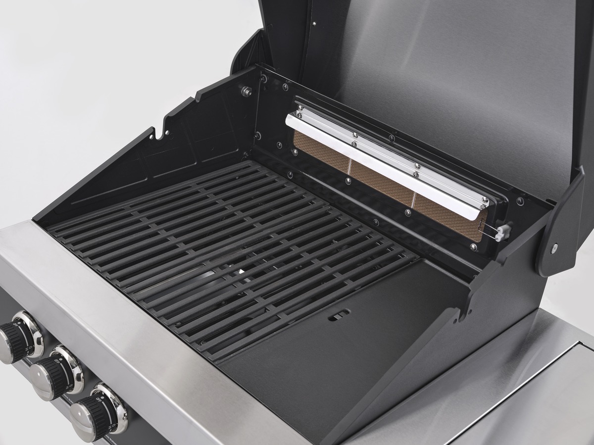 GrandHall vestavný plynový gril PREMIUM G3 Plus, K03000281A s bočním + zadním infra hořákem, černý