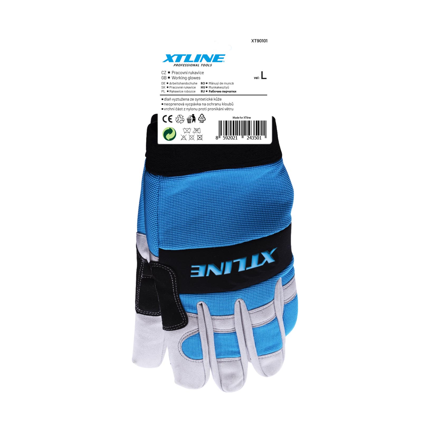 XTLINE rukavice pracovní XL kombinované, XT90102 modro-šedo-černé