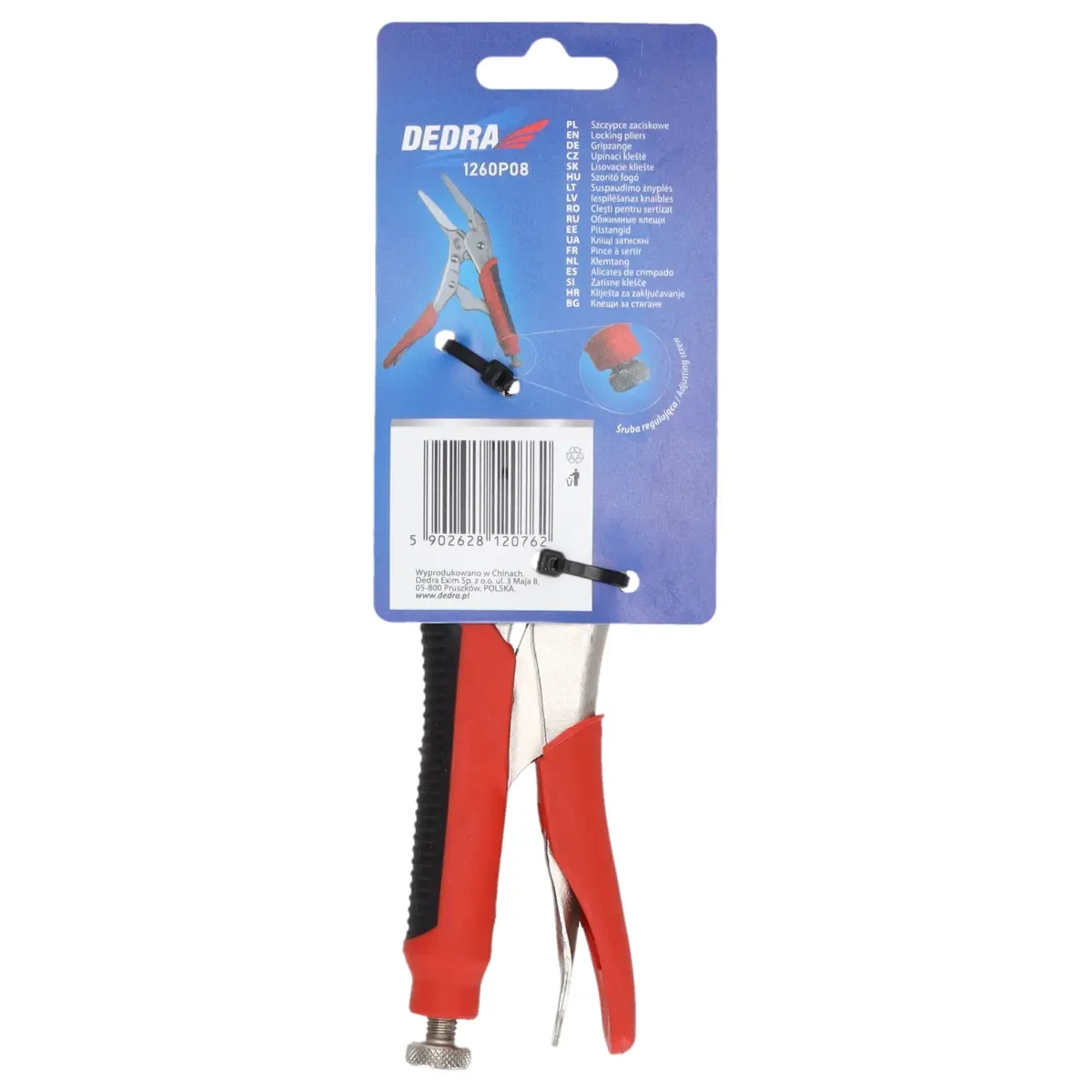 Dedra Upínací kleště prodloužené 230 mm, CRV, TPR rukojeti 1260P08, svářečské, rozsah 0-50 mm