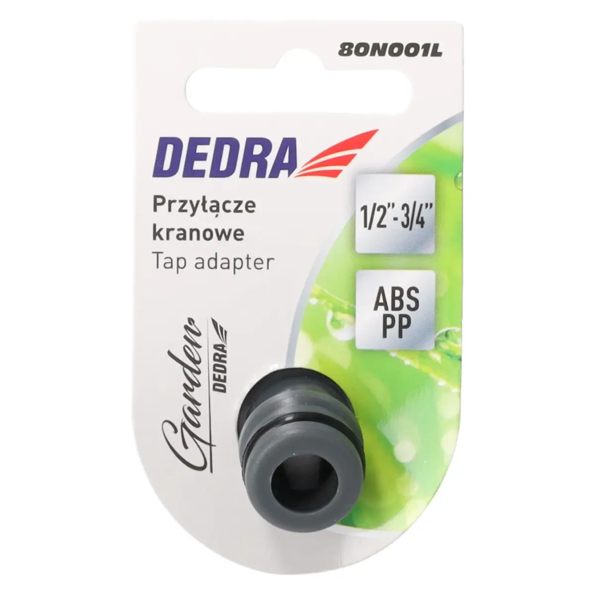 Dedra přípojka, konektor na vodovodní kohoutek 1/2"–3/4" 80N001L, ABS a PP plast