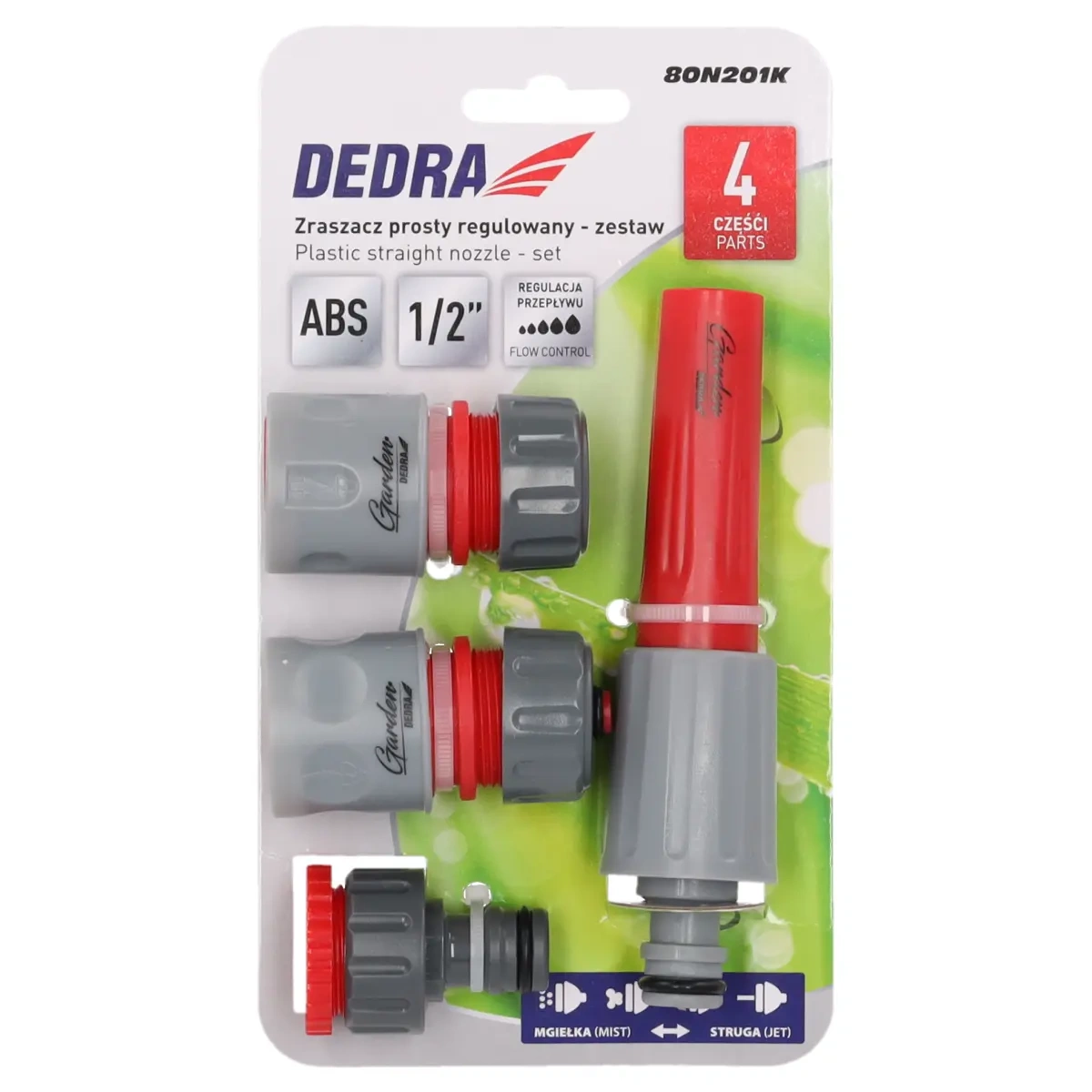 Dedra Regulovatelná proudnice – sada 4 ks 80N201K 1/2" na zahradní hadici