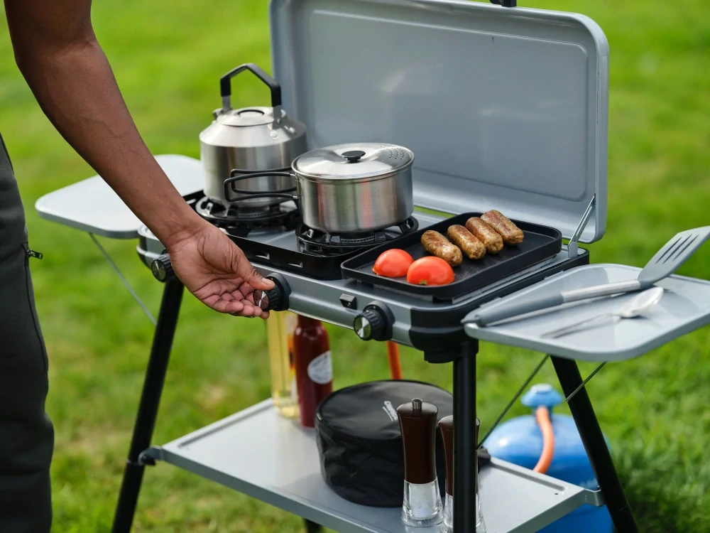 Campingaz CK2 Multi-Cook Plus plynový vařič + gril, 2213260, 3 hořáky 4,5 kW, stojan