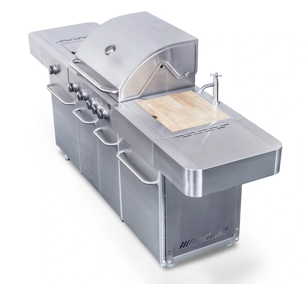 G21 Plynový gril Arizona, BBQ zahradní kuchyně Premium Line 6390330, 6 hořáků, jehla, dřez, skříňky