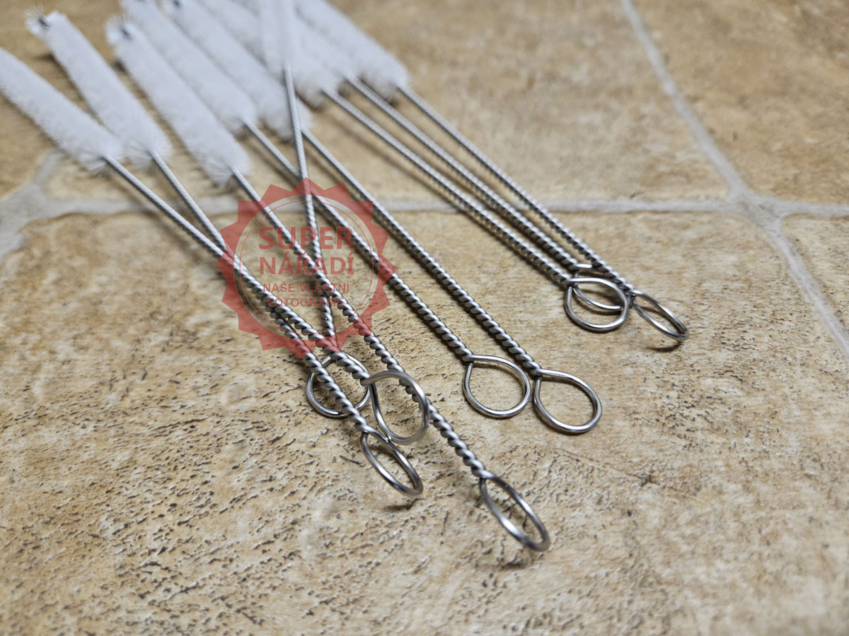 Mycí kartáč výčepního kohoutu 10 mm - nerez, Lindr MYK 02089, bílé štětiny