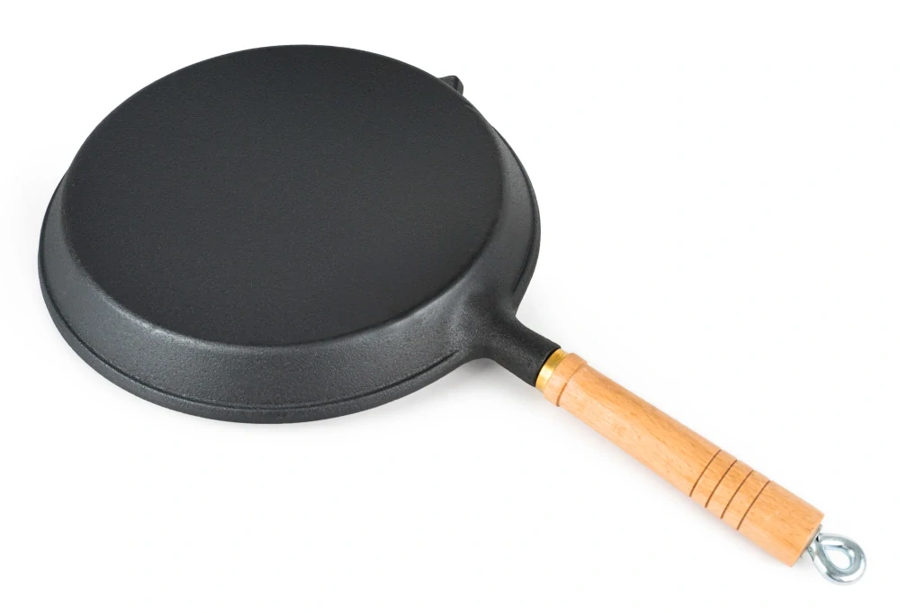 G21 pánev na gril 26 cm, litinová 6353982 s dřevěným madlem, hladká