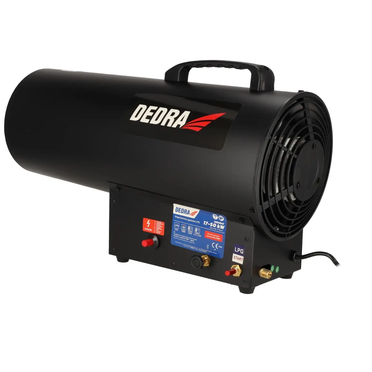 Dedra plynové topidlo 17-50 kW s regulací DED9947 černé, LPG dělo, ohřívač plynový
