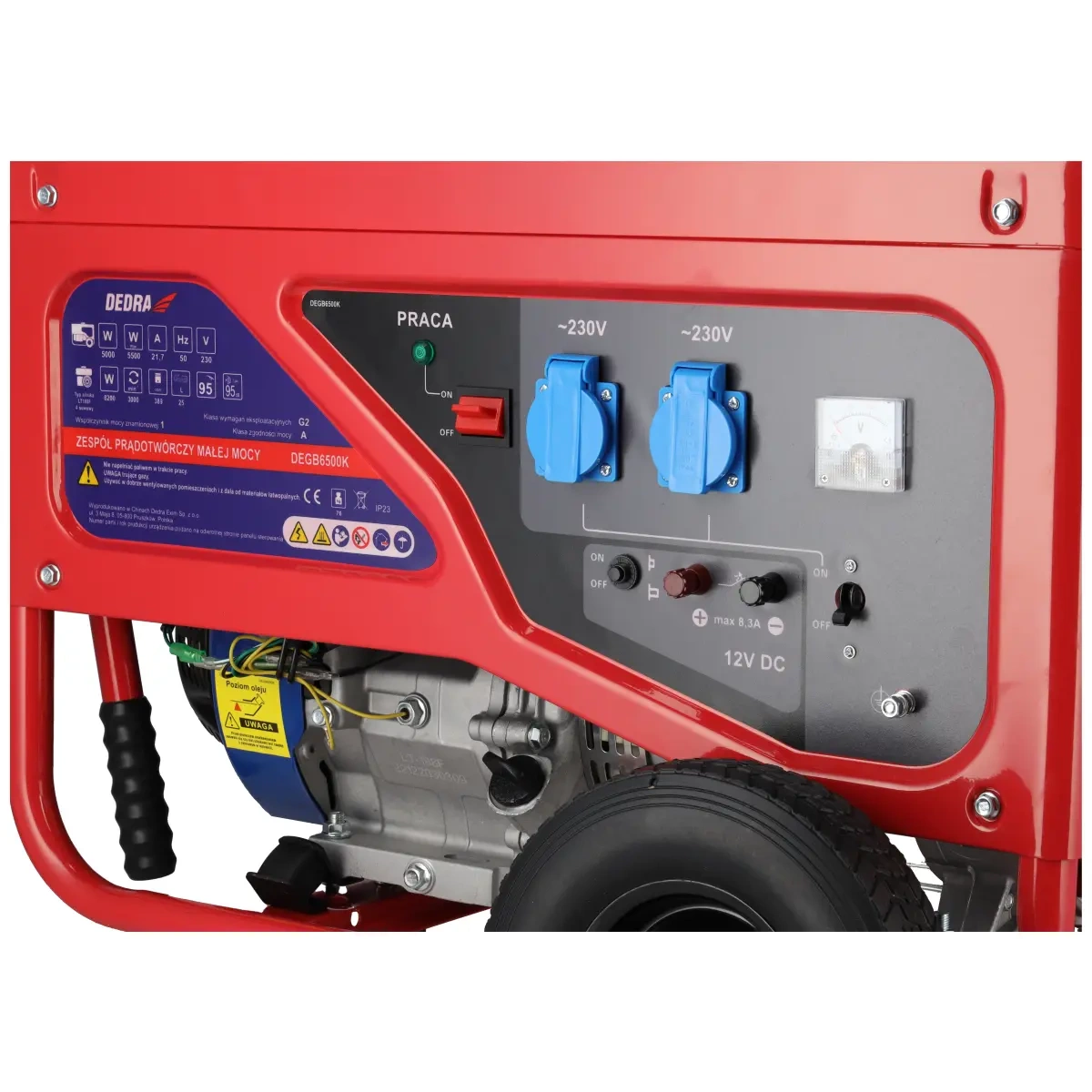 Dedra elektrocentrála 5,5/5KW, 2x 230V, 1x12V AVR, DEGB6500K benzínová, ruční start
