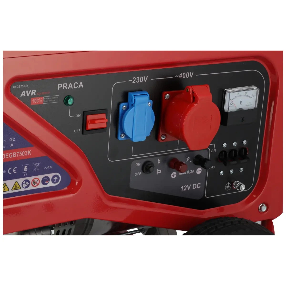 Dedra elektrocentrála 6,5/6KW AVR, 1x230V, 1x400V, 12V DEGB7503K, benzínová, ruční start