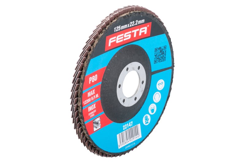 Festa kotouč brusný lamelový 125 P80 22,2 mm 22147.01, na úhlovou brusku, zirkon