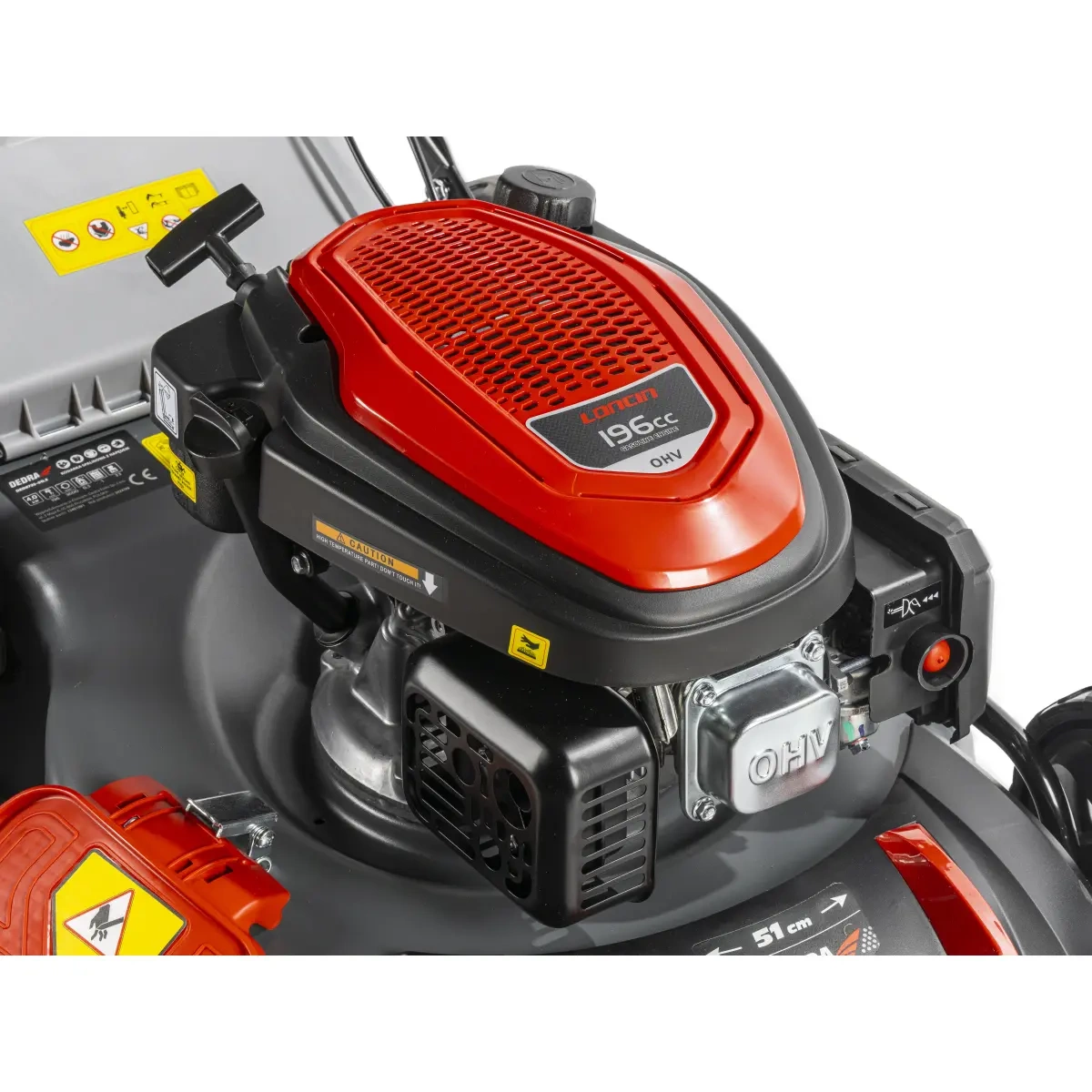 Dedra benzínová sekačka 4kW s pojezdem DED8725-51L2, Loncin 196cm3 V200, záběr 51cm, koš 60l