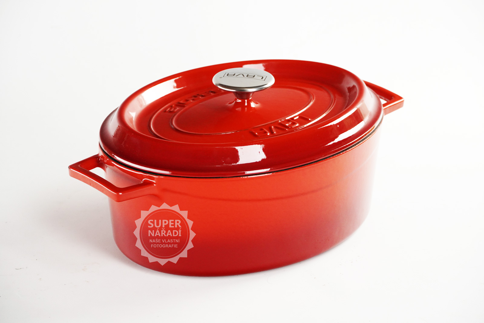 Litinový hrnec oválný 29 cm, smaltovaný, červený LAVA Metal LVOTC29K2R