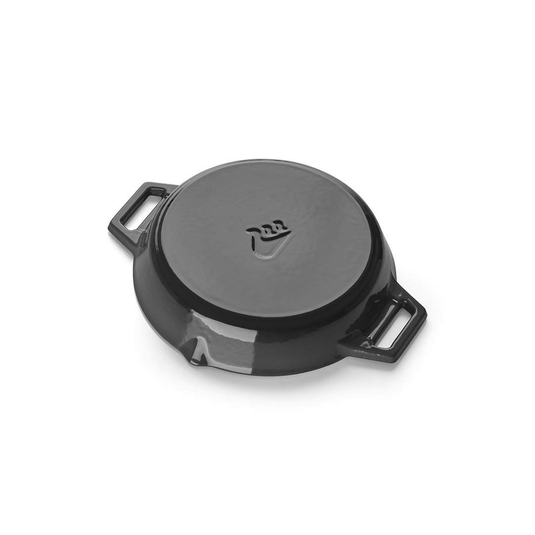 Grandpro litinová grilovací pánev 20 cm A03001001T, šedý smalt, odnímatelná rukojeť, rovné dno
