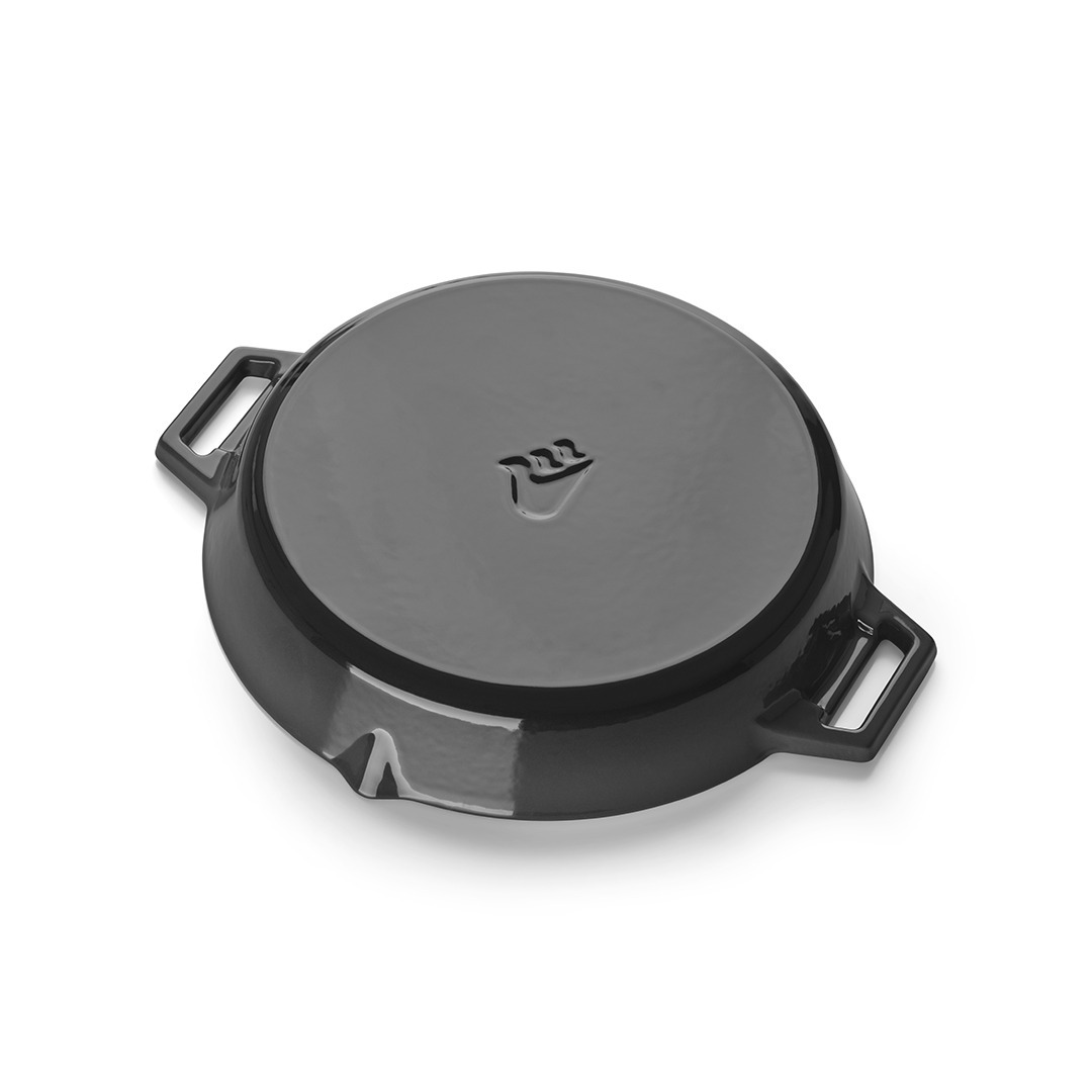 Grandpro litinová grilovací pánev 25 cm A03001002T, šedý smalt, odnímatelná rukojeť, rovné dno